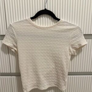 Pink Rose Cream Textured Short Sleeve Top